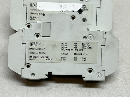 MERLIN GERIN 60123 MULTI9 C60N 5A TYPE D 1 POLE 5A CIRCUIT BREAKER (LOT OF 3)