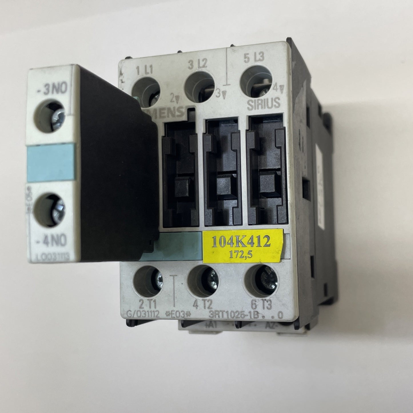 Siemens 3RT1025-1B..0 Contactor w/ 3RH1921-1CA10 Aux Contact Block