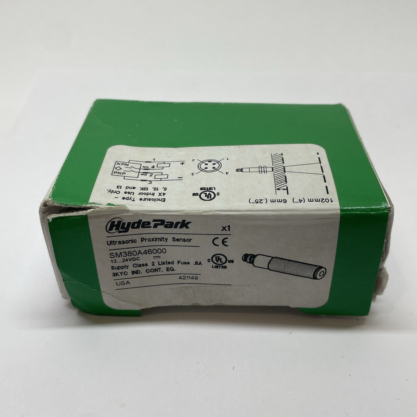 Hyde Park SM380A46000 Ultrasonic Proximity Sensor 12-24VDC
