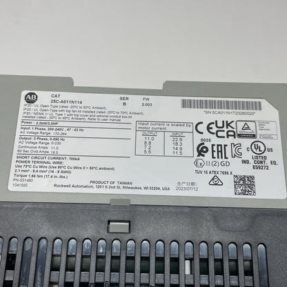 Allen-Bradley 25C-A011N114 PowerFlex 527 3HP 11A 240V VFD Drive