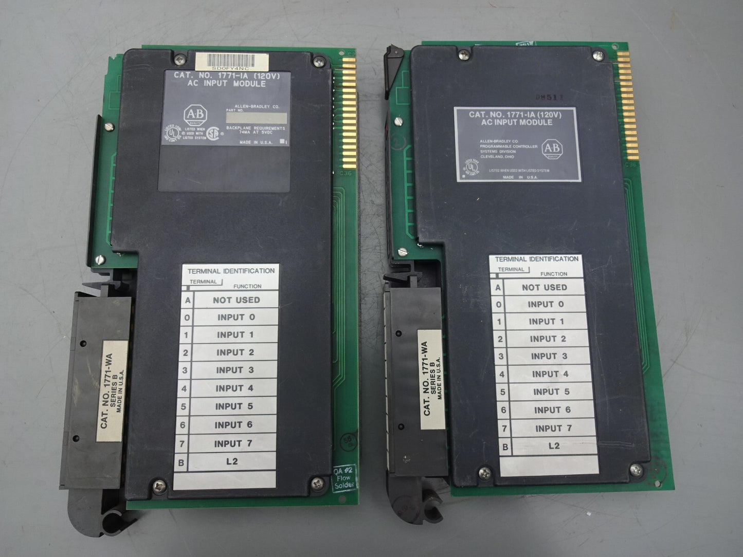 ALLEN BRADLEY 1771-IA / AC INPUT MODULE WITH 1771-WA / LOT OF 2