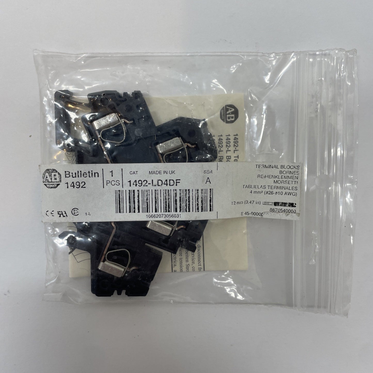 (NEW) ALLEN-BRADLEY 1492-LD4DF TERMINAL BLOCK 1492LD4DF