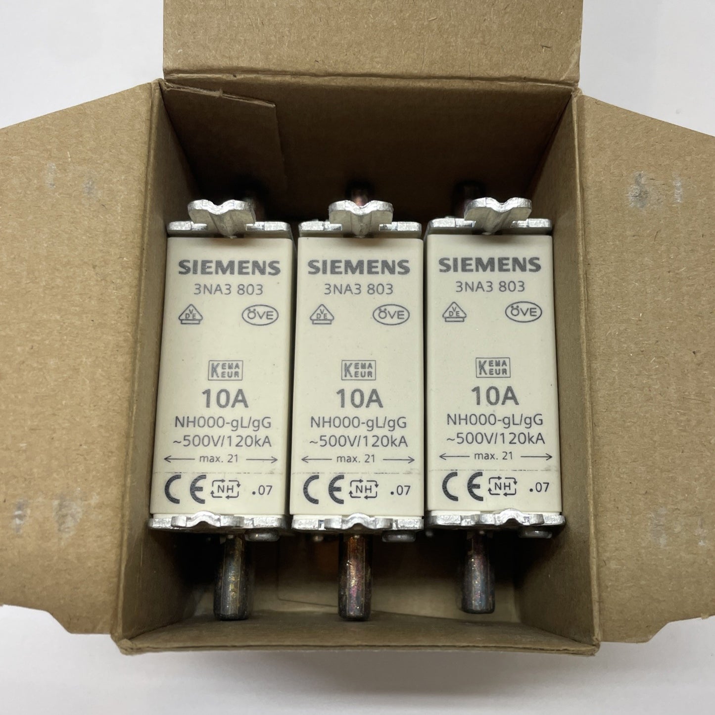 (LOT OF 3) Siemens 3NA3-803 / 3NA3803 Industrial Fuse 10 Amp 500V / 120kA