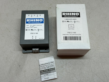 RHINO PSE12-160 Switching Power Supply 12 VDC 5A 60W 120/240VAC Encapsulated