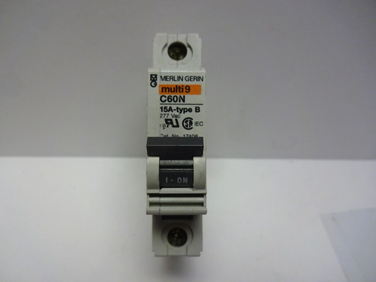MERLIN GERIN 17406 MULTI 9 C60N 15A TYPE B 1 POLE 15 AMP CIRCUIT BREAKER