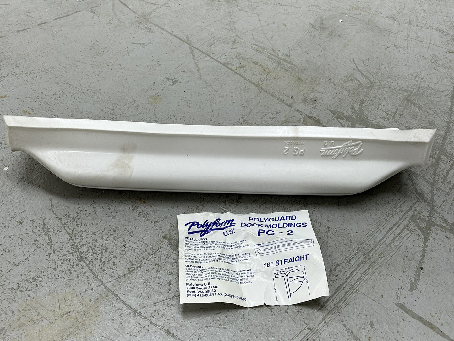 POLYFORM PG-2 POLYGUARD 18 INCHES STRAIGHT  WHITE / NOS