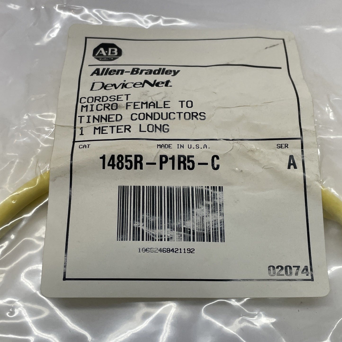 Allen-Bradley 1485R-P1R5-C DeviceNet 1m Micro Female Cable Cordset (NEW)