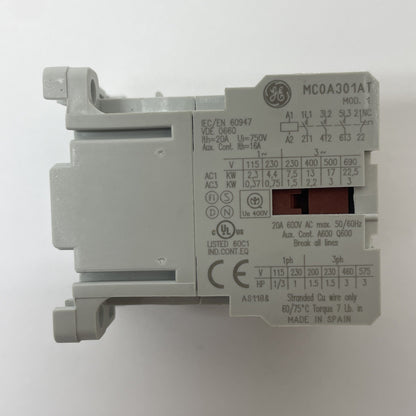 GENERAL ELECTRIC MC0A301AT3 Contactor 20A 600V