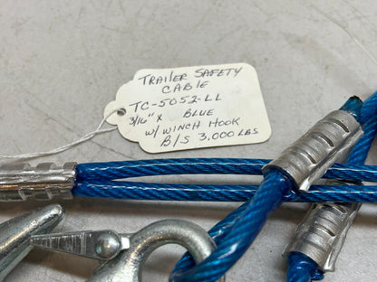 TRAILER SAFETY CABLE WITH WINCH HOOKS 3000 LBS 3/16 IN X 4 FT / NEW