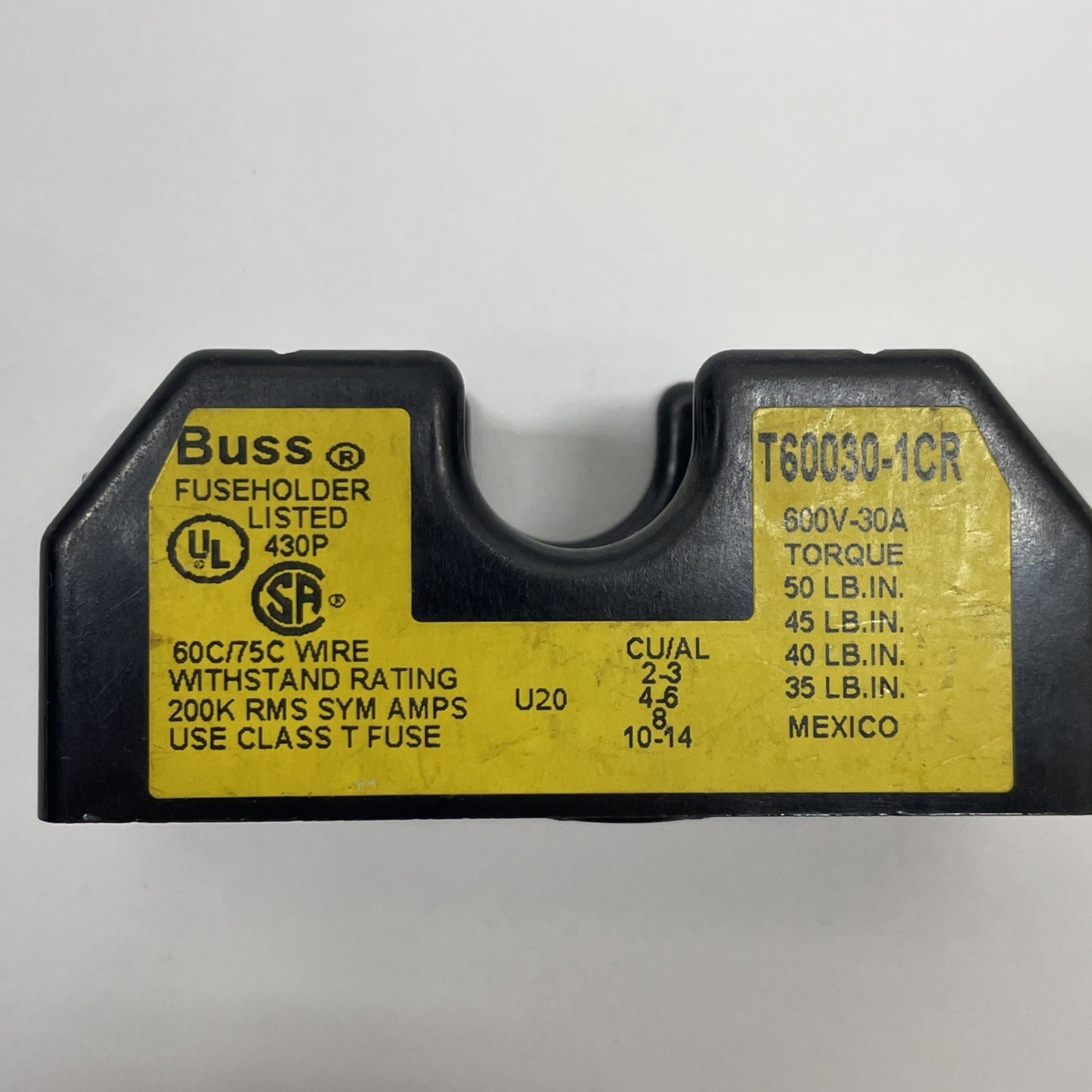 Bussmann T60030-1CR Fuse Holder / Block 30A 600V 1P