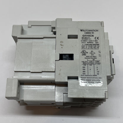 Automation Direct GH15CN IEC Contactor 20A 600VAC Coil Motor Control
