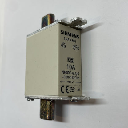 (LOT OF 3) Siemens 3NA3-803 / 3NA3803 Industrial Fuse 10 Amp 500V / 120kA