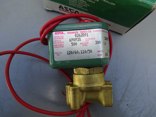 ASCO 8262091 / 110/50 120/60 VOLTS SOLENOID VALVE 1/8" / NEW WITH BOX
