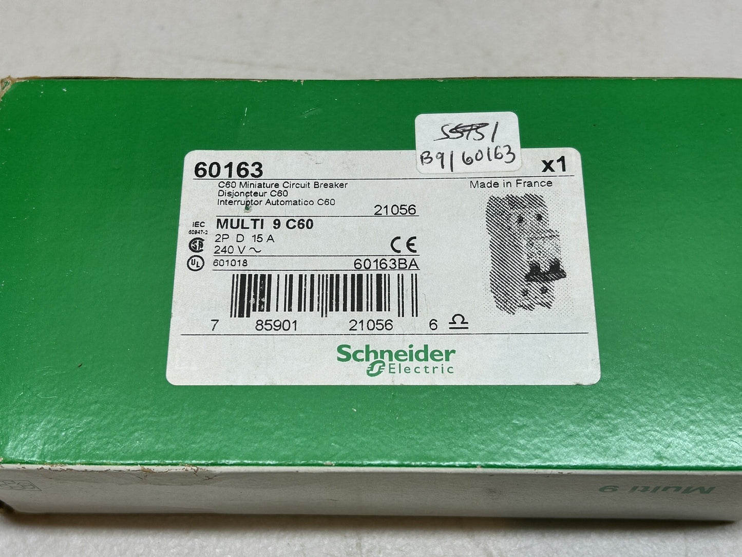 SCHNEIDER ELECTRIC 60163 MULTI 9 C60 240V / 2P 15A CIRCUIT BREAKER / NEW