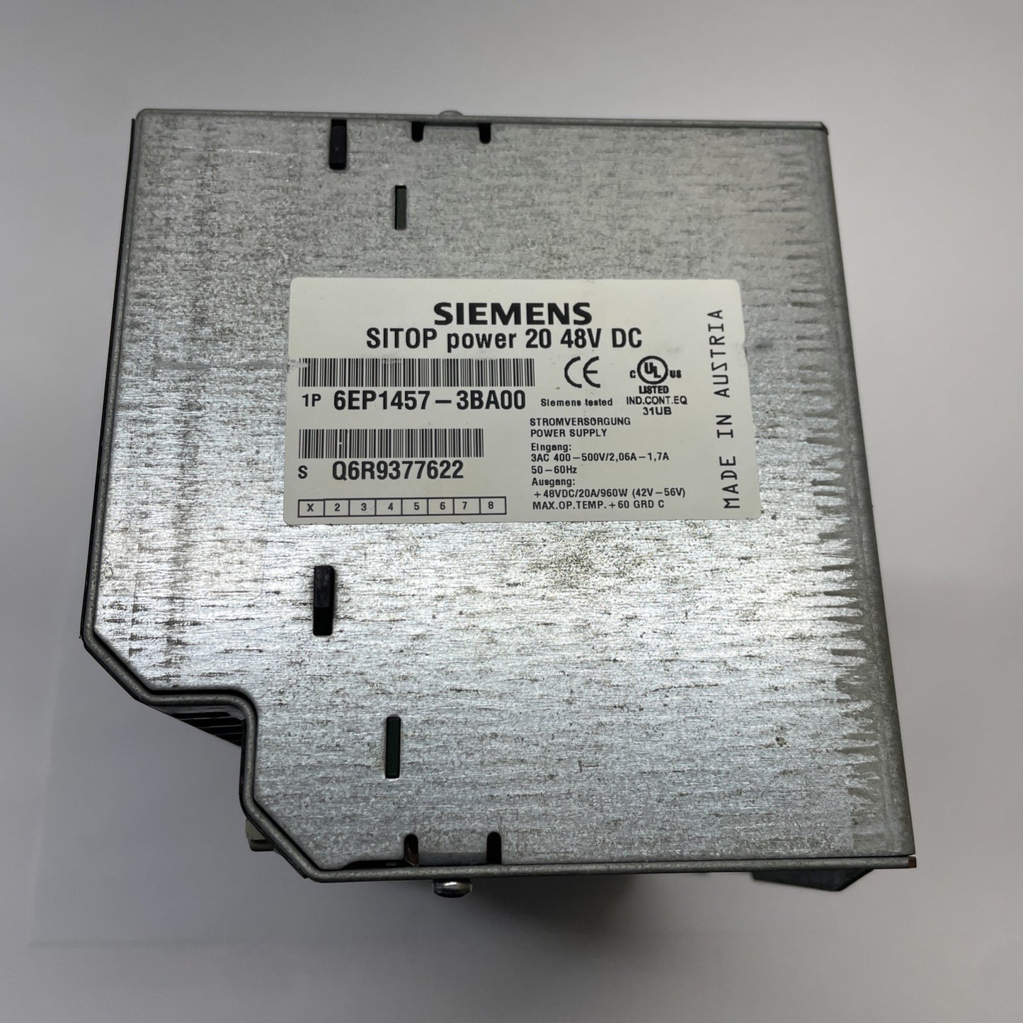 SIEMENS 6EP1457-3BA00 SITOP 48V DC 20A Power Supply AC-DC DIN-Rail