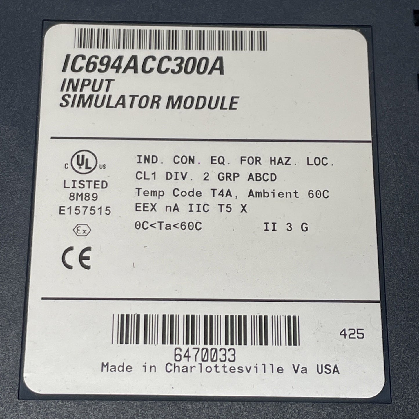 GE Fanuc IC694ACC300A Input Simulator Module — 8/16-Point PLC Sim