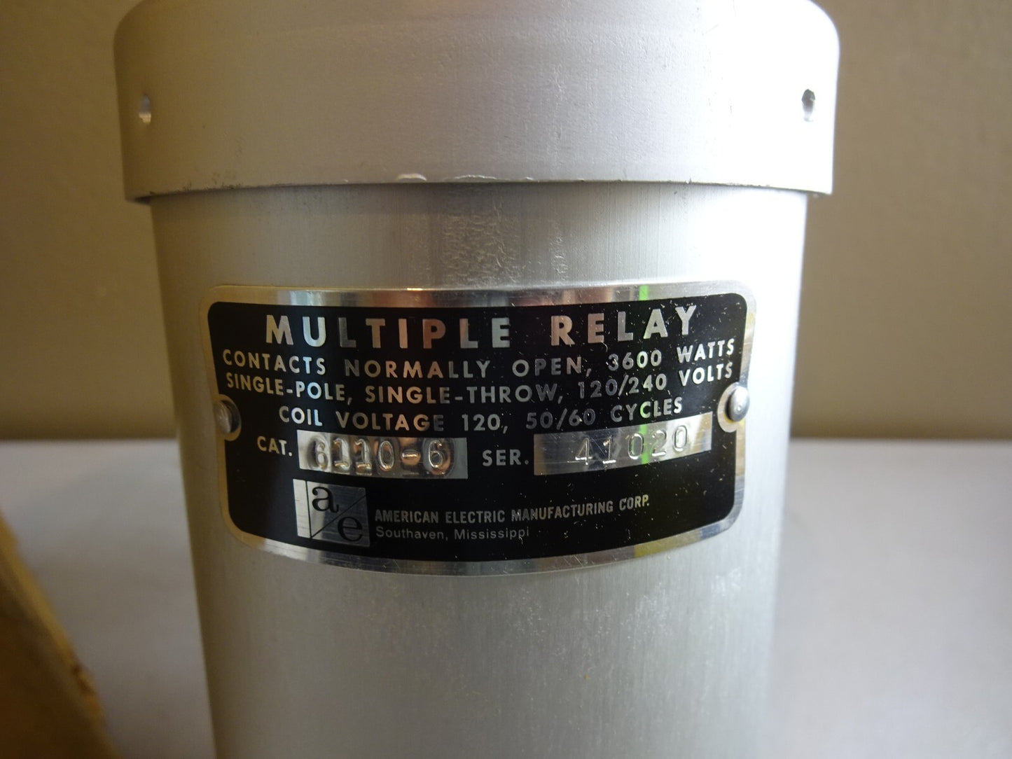 AMERICAN ELECTRIC 6110-6 MULTIPLE RELAY / 3600W / 1 POLE / NEW