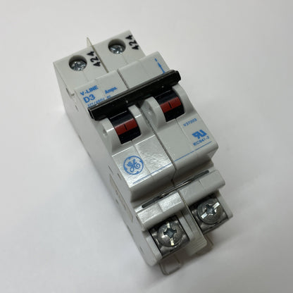 GE V-Line V37203 3 A 2-Pole 277/480 VAC D-Curve Circuit Breaker