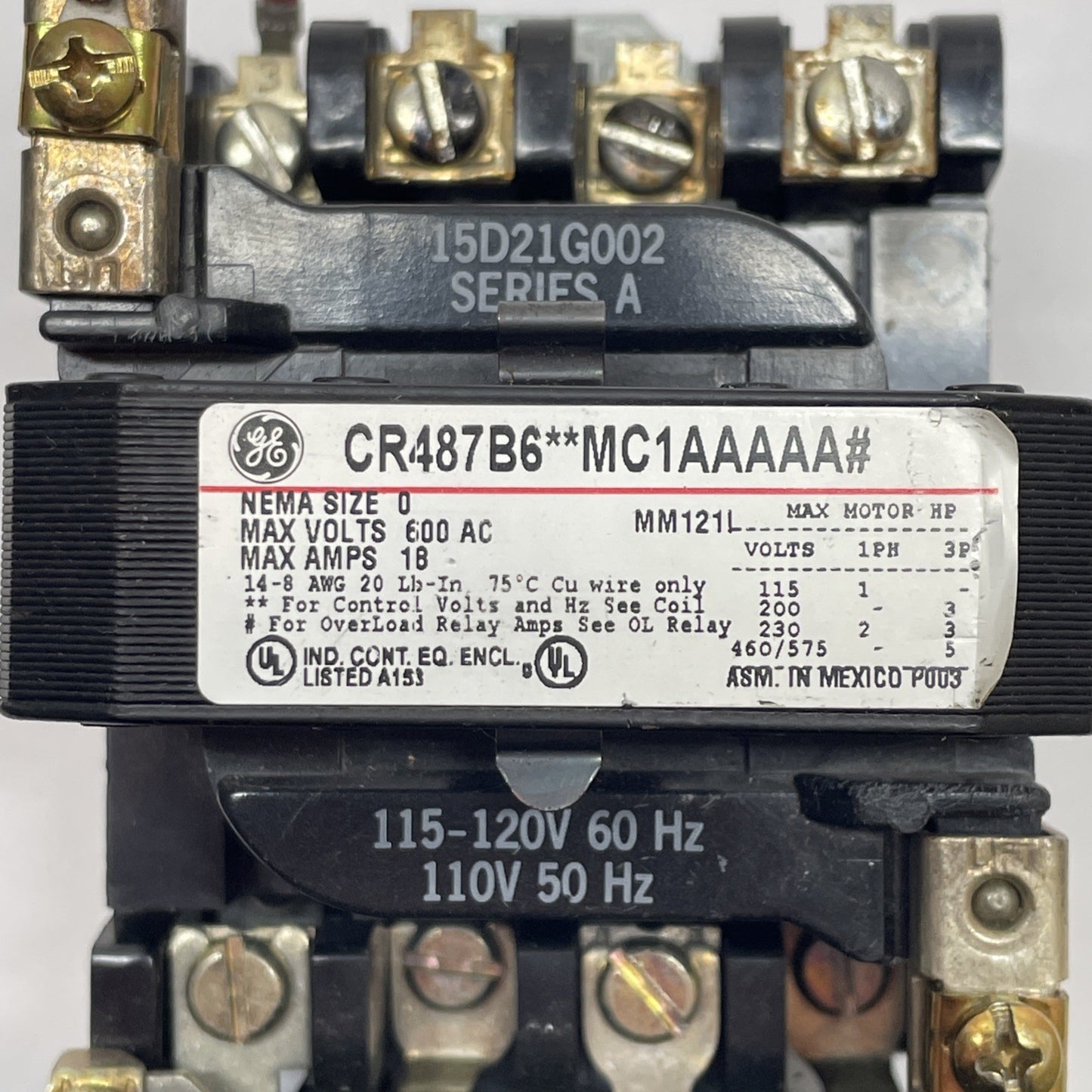 GE NEMA SIZE 0 MOTOR STARTER 120V COIL / CR487B6**MC1AAAAA#