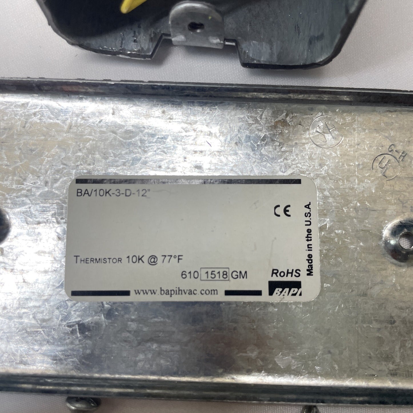 BAPI BA/10K-3-D-12 Duct Temperature Sensor 10K Type III Thermistor 12"