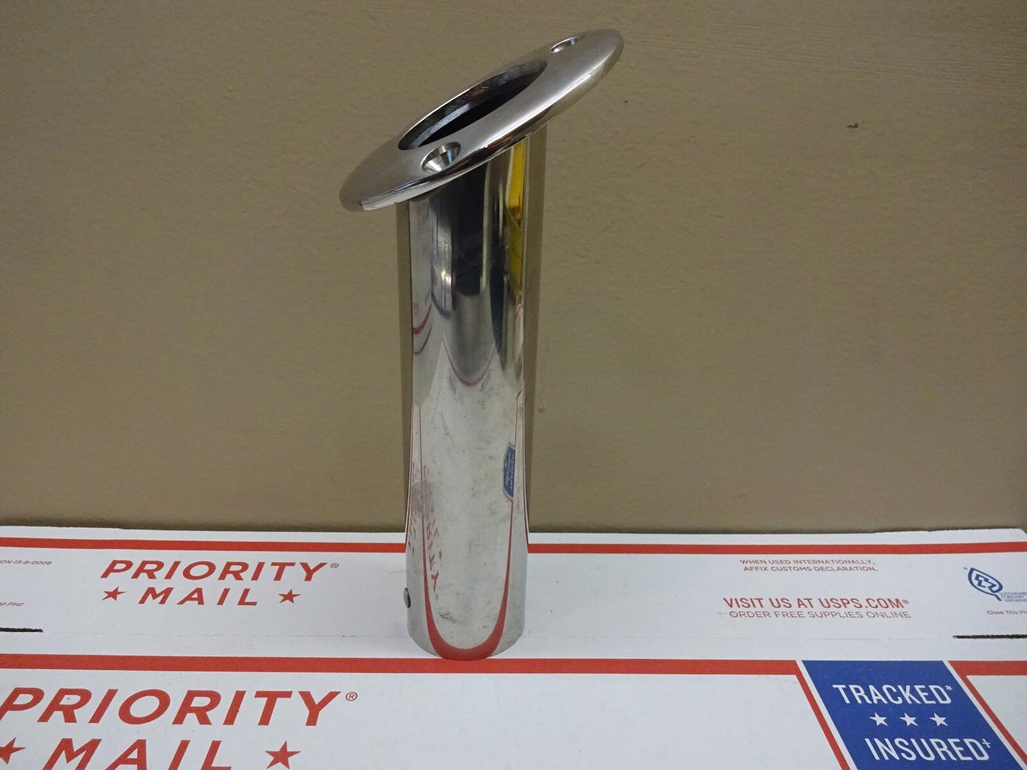 ATTWOOD 30 DEGREE STAINLESS STEEL ROD HOLDER BOAT MARINE FISHING 9" / NOS