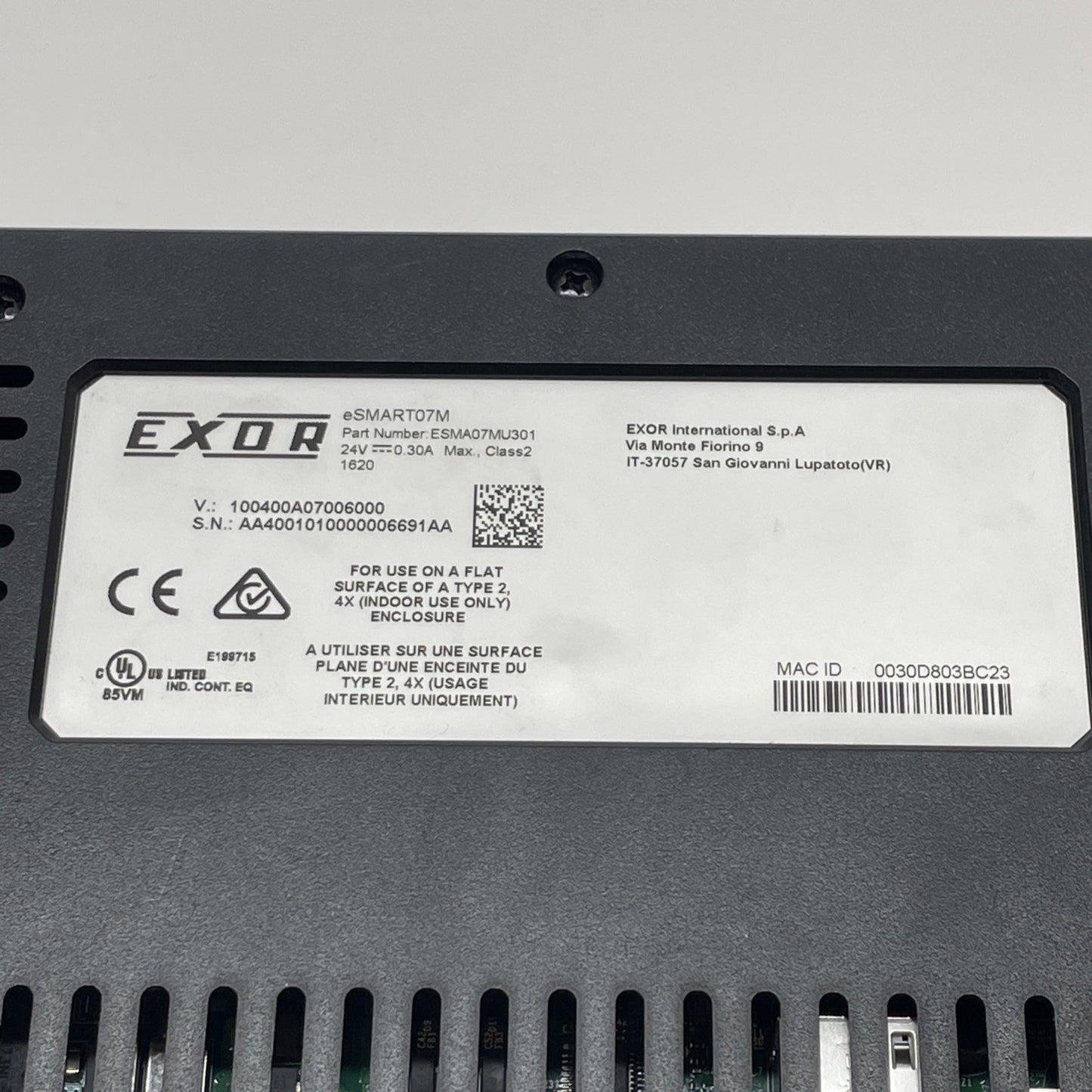 EXOR ESMA07MU301 7" HMI Touchscreen Industrial Panel eSMART07M