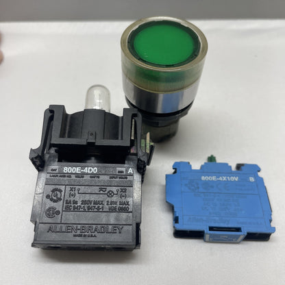 AB Illuminated Push Button 22mm - Green - 800E Series 250V Max 800ES-LF33DL0X10