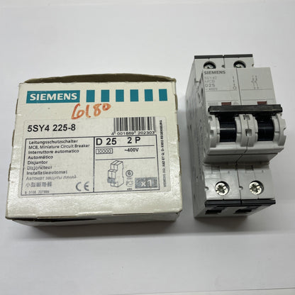 Siemens SENTRON 5SY4 225-8  2-Pole Miniature Circuit Breaker 25A 400V D-Curve