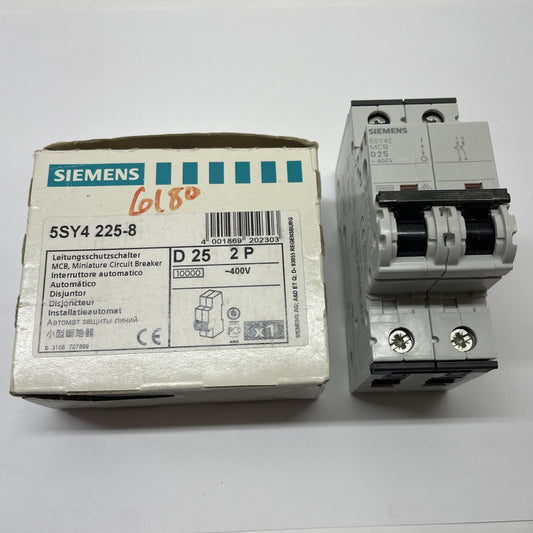 Siemens SENTRON 5SY4 225-8  2-Pole Miniature Circuit Breaker 25A 400V D-Curve