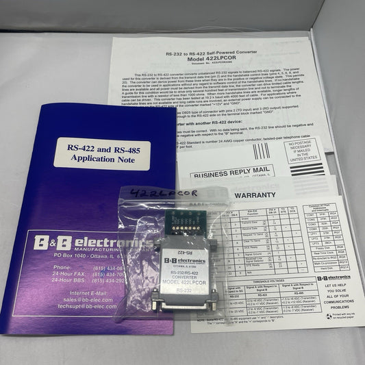 B&B Electronics / Advantech 422LPCOR RS-232 / RS-422 Converter Free Shipping