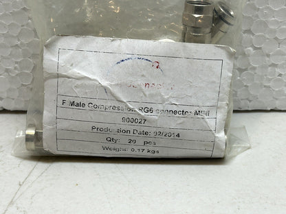 COMPRESSION RG6 CONNECTOR MINI 900027 / F MALE / LOT OF 20 NEW