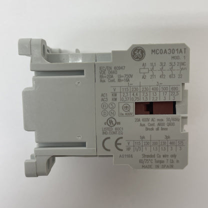 GENERAL ELECTRIC MC0A301AT3 Contactor 20A 600V