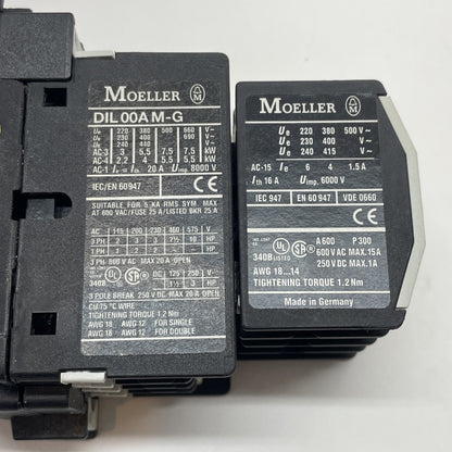 Moeller DIL00AM-G 24VDC 3-Pole Contactor 20A IEC Motor Control w/ 31DILM