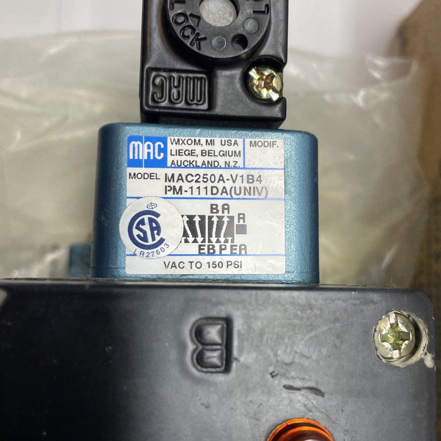 MAC MAC250A-V1B4PM-111DA(UNIV) PNEUMATIC SINGLE PRESSURE VALVE  04250290424