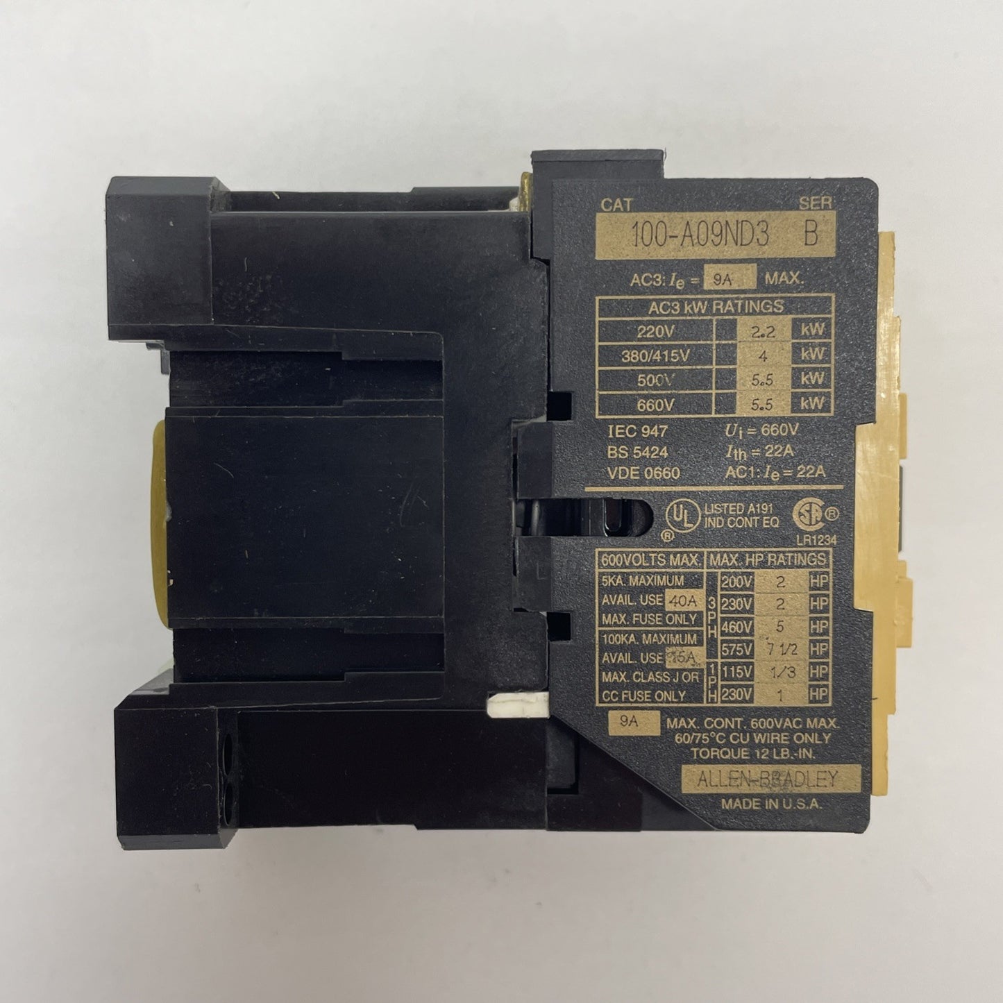 ALLEN BRADLEY 100-A09ND3 SERIES B CONTACTOR COIL 110/120VAC