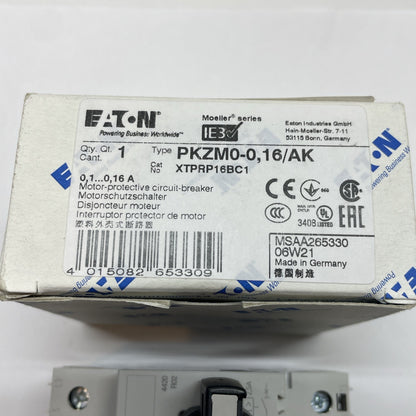 Eaton PKZM0-0,16/AK Motor Protective Circuit Breaker 0.16A 3P XTPRP16BC1