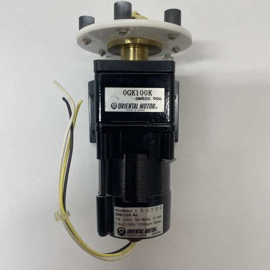 ORIENTAL MOTOR ORK1GK-A3 1W 100V 0.14A REVERSIBLE MOTOR w/ OGK100K GEAR HEAD BOX