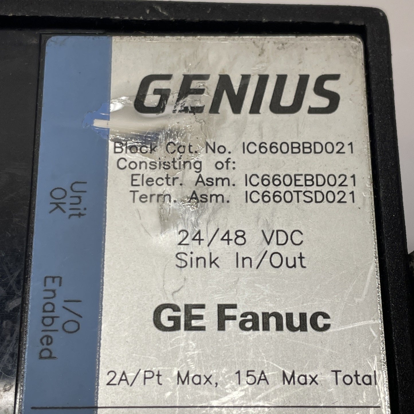 GE Fanuc IC660BBD021 Genius Sink I/O Module IC660EBD021T + IC660TSD021B 24/48VDC