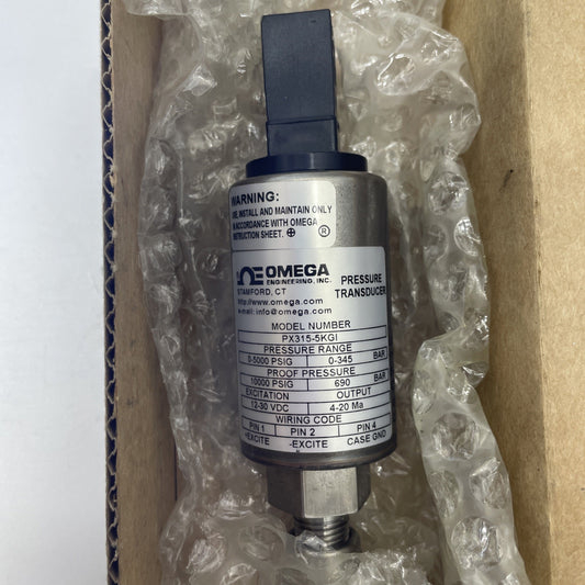 Omega PX315-5KG1 Pressure Transducer 0-5000 PSI 4-20mA New Open Box PX3155KG1