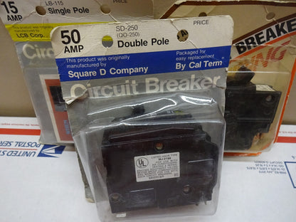 CAL TERM LB-115 / FPW-115 / SD-250 QO-250 CIRCUIT BREAKERS / NEW MIXED LOT OF 3