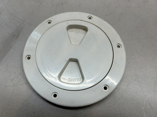 BECKSON DP40-W / BOAT SCREW-OUT DECK PLATE / 4 INCH SMOOTH WHITE / NEW OLD STOCK