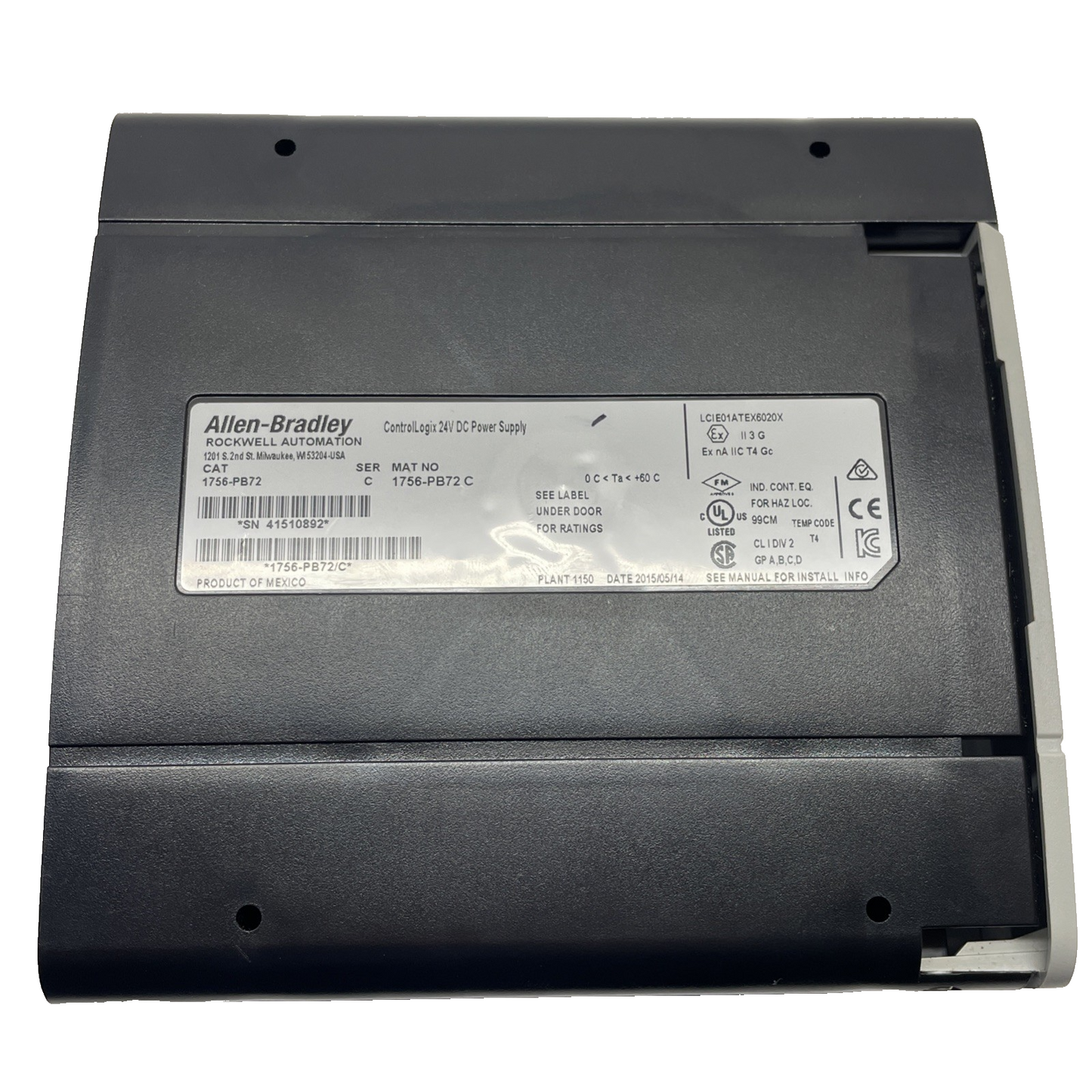 Allen Bradley 1756-PB72 ControlLogix 24V DC PLC Power Supply Module