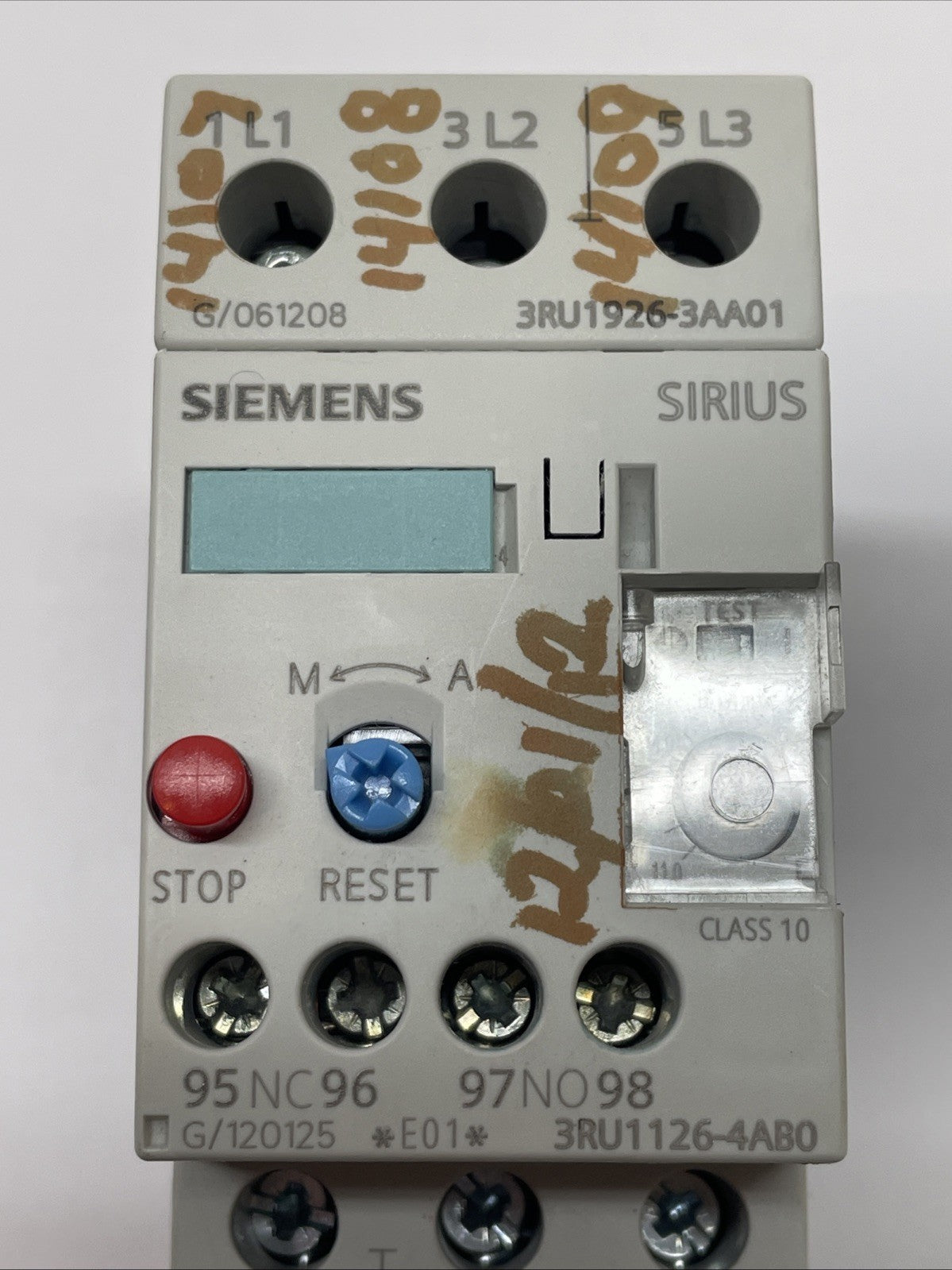 Siemens Sirius 3RU1126-4AB0 / 3ZX1012-0RU11-1AA1 Overload Relay w/ 3RU1926-3AA01