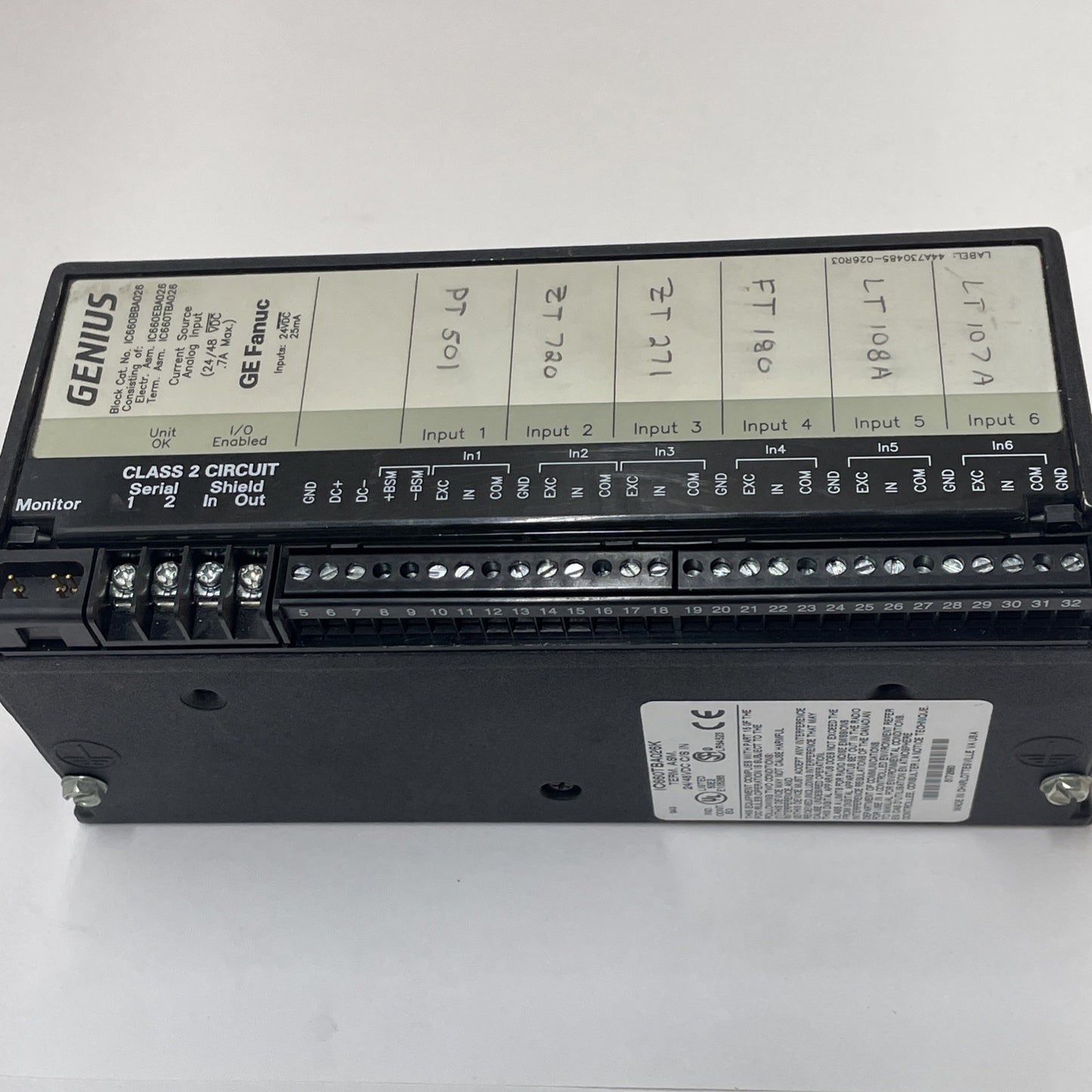 GE Fanuc IC660BBA026 Genius Analog Input Block Module 24/48VDC .7A