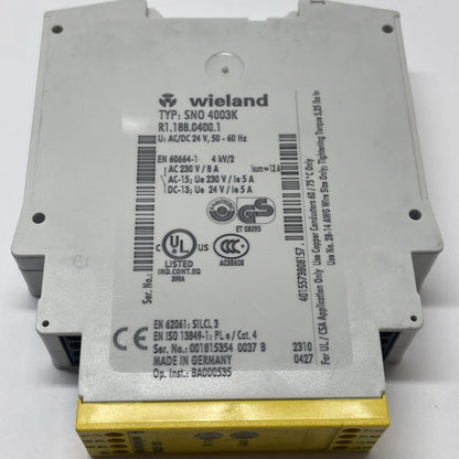Wieland SN0 4003K Safety Switching Relay 24V  SN04003K