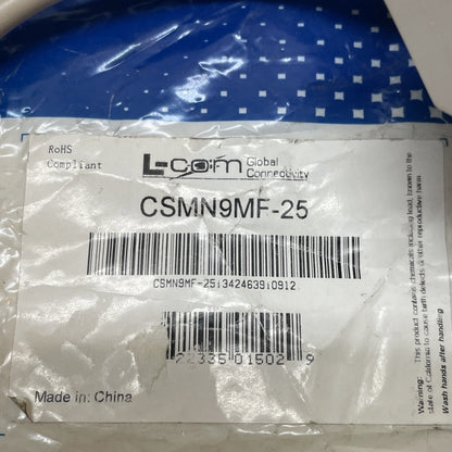 L-Com CSMN9MF-25 DB9 Male to Female Molded Cable 25ft