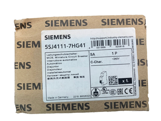 SIEMENS 5SJ4111-7HG41 (NEW IN BOX) 5A 1 POLE MINIATURE CIRCUIT BREAKER