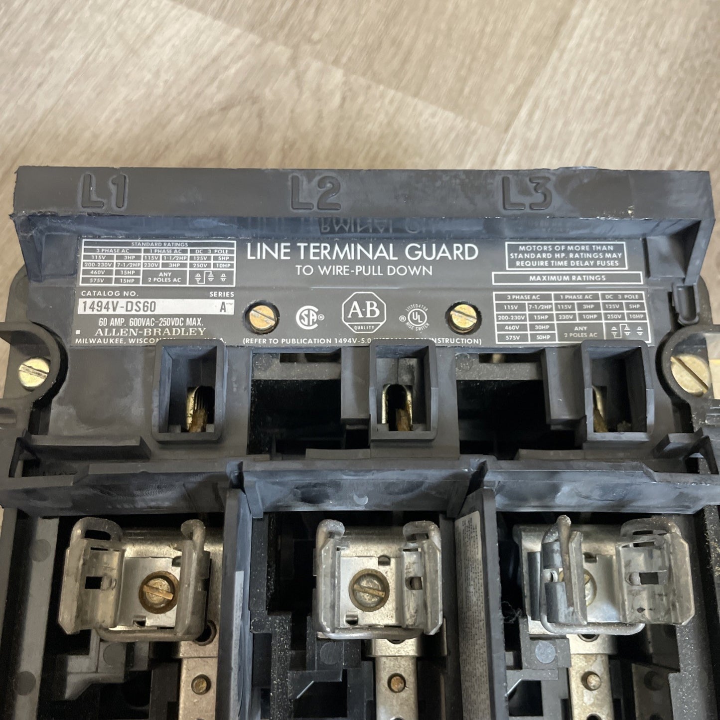 Allen Bradley 1494V-DS60 Line Terminal Disconnect Switch Series A 60A