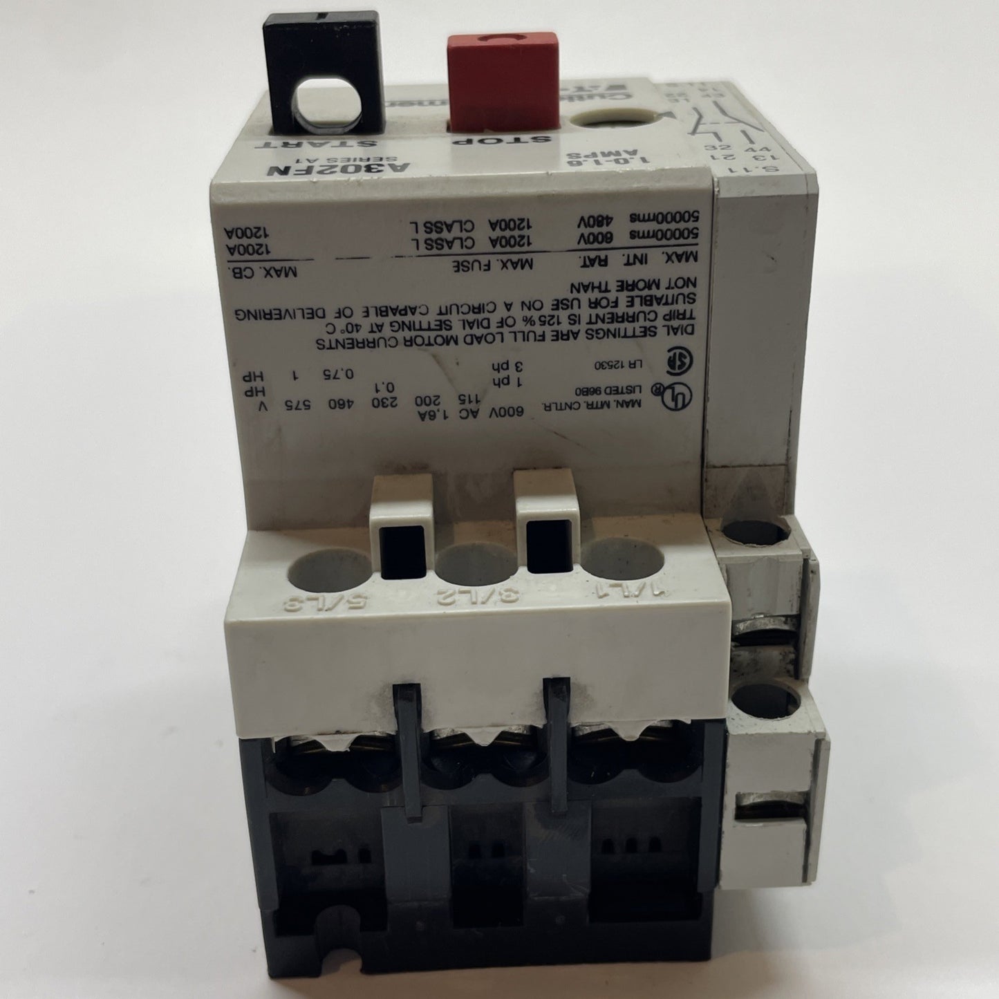 Cutler Hammer A302FN Manual Motor Starter Protector 1.0-1.6A 3-Pole w/ C320MSC3