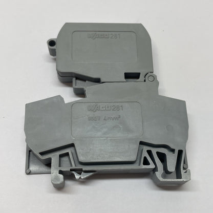 WAGO 281-623 2-Conductor Fuse Terminal Block, DIN Rail, ¼″ x 1¼″ Fuse, 800v 4mm